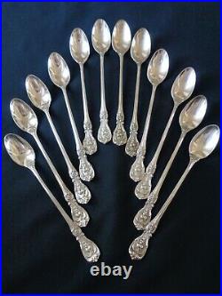 12 Old M+pat+d Reed&barton Francis I Ice Tea Spoon Sterling Silver Set Flatware