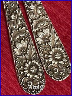 12 S. Kirk & Son Repousse Sterling Ice Cream Spoons Forks 925/1000 6 Long