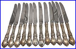 12 Vintage REED & BARTON Sterling Silver Handled Dinner Knives FRANCIS I