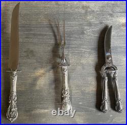 13 ¾ Reed & Barton Francis I Carving Set + Poultry Shears, Sterling Handles