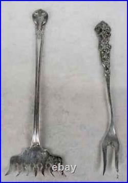 2 Antiques Sterling Silver Forks Sardine Fork and an Olive Fork. Very Rare 6 3/4