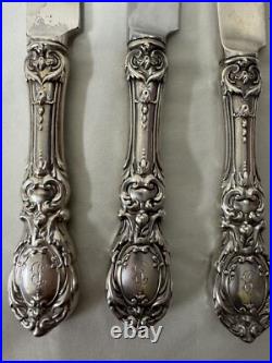 (3) Reed & Barton Beveled 9 5/8 FRANCIS I STERLING SILVER KNIVES withMono