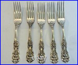 5 Sterling Heavy Dinner Forks, Reed & Barton Francis 1st, Pat. 1907, No Mono