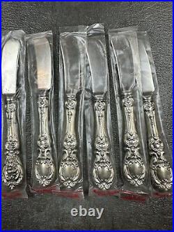 6 Reed & Barton Francis First Sterling Silver BUTTER KNIVES NIB IN PLASTIC 6-1/8