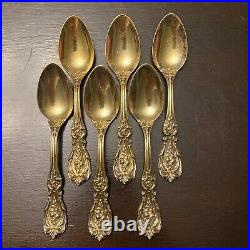 6 Reed & Barton Francis I Teaspoons Gold Plated Sterling Silver Vermeil 1907