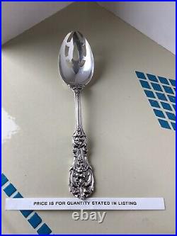 8-3/8 Reed & Barton Francis I Sterling Old H/M Pierced Open Tip Serving Spoon