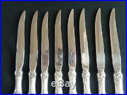8 Reed & Barton Francis I Sterling Silver 9 Original Steak Knife Bevel Blades