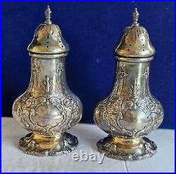 Antique Reed & Barton Francis I Sterling Silver Salt & Pepper Shakers 4 1/2