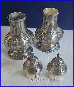 Antique Reed & Barton Francis I Sterling Silver Salt & Pepper Shakers 4 1/2