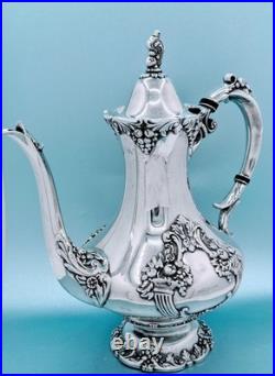 Antique Reed Barton Silver Plate Large King Francis Tea Pot Coffee Pot Hot 1650