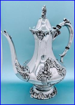 Antique Reed Barton Silver Plate Large King Francis Tea Pot Coffee Pot Hot 1650
