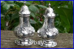 Antique Reed & Barton Sterling Silver Salt & Pepper Shakes In Francis I Pattern