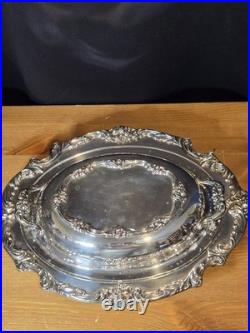Antq Reed & Barton King Francis 1677 Silverplate 2 Serving Bowls Platters Or Lid
