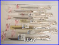 DEADSTOCK Reed & Barton Francis I Sterling Silver Steak Knives Beveled Edge 8 Pc