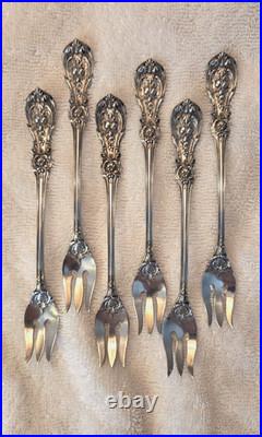 FRANCIS 1 REED & BARTON Sterling Silver set 6 SEAFOOD COCKTAIL FORKS Pat Date