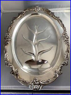 FREE SHIP Reed Barton King Francis Meat Turkey Silverplate Carving Serving Tray