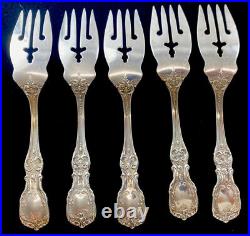 Five (5) Antique Francis I Sterling Silver Salad Forks 6 1/8 Old Mark No Mono