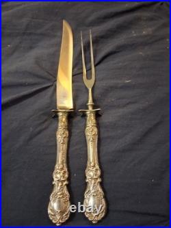 Francis 1st by Reed Barton Script Mark 13 3/4 2pc Roast Size Carving Set Mint