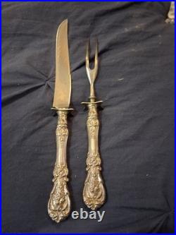 Francis 1st by Reed Barton Script Mark 13 3/4 2pc Roast Size Carving Set Mint