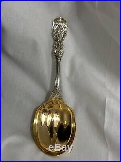 Francis I Sterling Old Mark Patent Date Solid Salad Serving Spoon Gold Wash