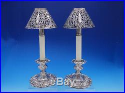 Francis I by Reed & Barton pair of Candlestick #X569 with pierced shades (#4613)