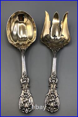 Francis I by Reed & Barton sterling 2 piece all Silver Salad Set, gold accent