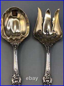 Francis I by Reed & Barton sterling 2 piece all Silver Salad Set, gold accent