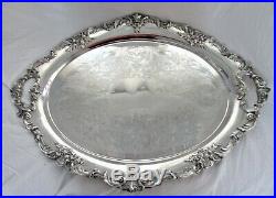 Huge 30 REED BARTON Serving Tray Butlers Silverplate Ornate King Francis Handle