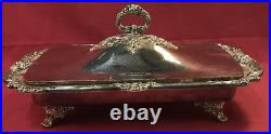 KING FRANCIS Silverplated 3-PC FOOTED COVERED CASSEROLE Reed & Barton with Pyrex