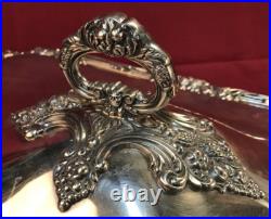 KING FRANCIS Silverplated 3-PC FOOTED COVERED CASSEROLE Reed & Barton with Pyrex