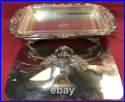 KING FRANCIS Silverplated 3-PC FOOTED COVERED CASSEROLE Reed & Barton with Pyrex