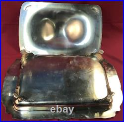KING FRANCIS Silverplated 3-PC FOOTED COVERED CASSEROLE Reed & Barton with Pyrex