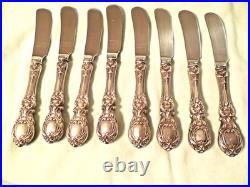 Lot 8 Reed and Barton 6 1/4 Butter Spreader Knives Francis I Sterling Silver