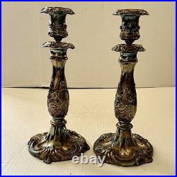 PAIR Reed Barton Silverplate Candlesticks King Francis CANADA Hollowware 10.75