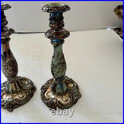 PAIR Reed Barton Silverplate Candlesticks King Francis CANADA Hollowware 10.75