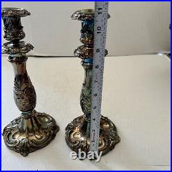 PAIR Reed Barton Silverplate Candlesticks King Francis CANADA Hollowware 10.75