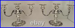 Pair Reed Barton Francis 1 Sterling Convertible Candlesticks 3 Light Candelabra