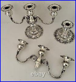 Pair Reed Barton Francis 1 Sterling Convertible Candlesticks 3 Light Candelabra