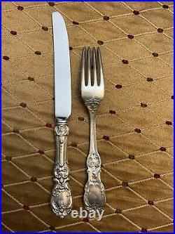 REED & BARTON FRANCIS 1ST STERLING SILVER DINNER FORK 7 7/8 and KNIFE 9 7/8