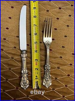 REED & BARTON FRANCIS 1ST STERLING SILVER DINNER FORK 7 7/8 and KNIFE 9 7/8