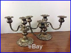 REED & BARTON FRANCIS 1st. TWO STERLING SILVER 3 CANDLE, WEIGHTED CANDELABRAS