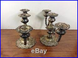 REED & BARTON FRANCIS 1st. TWO STERLING SILVER 3 CANDLE, WEIGHTED CANDELABRAS