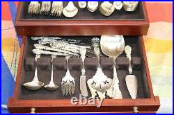 REED&BARTON FRANCIS I STERLING SILVER 100 PC SILVERWARE FLATWARE SET withcase