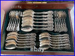 REED & BARTON FRANCIS I STERLING SILVER 88pc FOR 12 FLATWARE SET + EXTRAS -CHEST