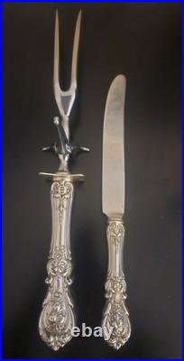 REED & BARTON FRANCIS I STERLING SILVER ROAST CARVING Fork with Knife no mono