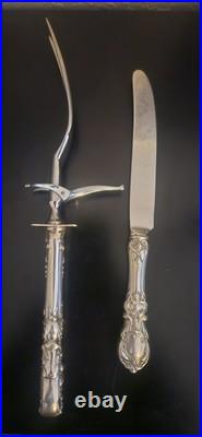 REED & BARTON FRANCIS I STERLING SILVER ROAST CARVING Fork with Knife no mono