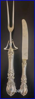REED & BARTON FRANCIS I STERLING SILVER ROAST CARVING Fork with Knife no mono