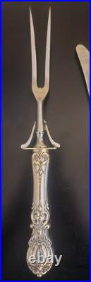 REED & BARTON FRANCIS I STERLING SILVER ROAST CARVING Fork with Knife no mono