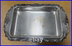 REED&BARTON KING FRANCIS VTG SILVERPLATE BAKE/SERVER BUFFET COVERED DISH WithPYREX