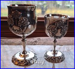REED & BARTON King Francis Water & Wine Goblet Silver Plate 1659 & 1662 Set